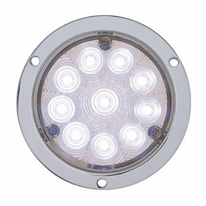 United Pacific - 10 LED 4" Flange Mount Back-Up Light - White LEDs (Clear Lens)