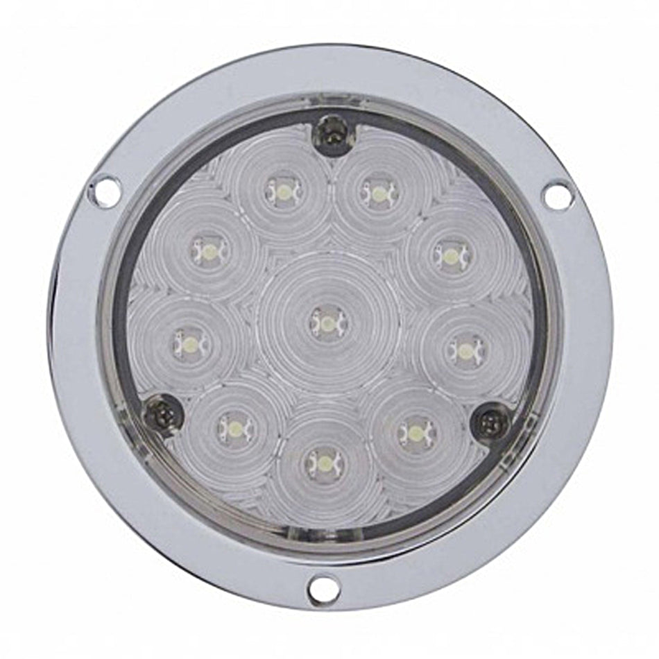 United Pacific - 10 LED 4" Flange Mount Back-Up Light - White LEDs (Clear Lens)