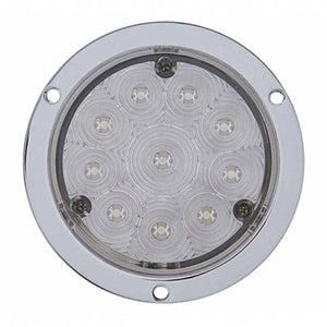 United Pacific - 10 LED 4" Flange Mount Back-Up Light - White LEDs (Clear Lens)