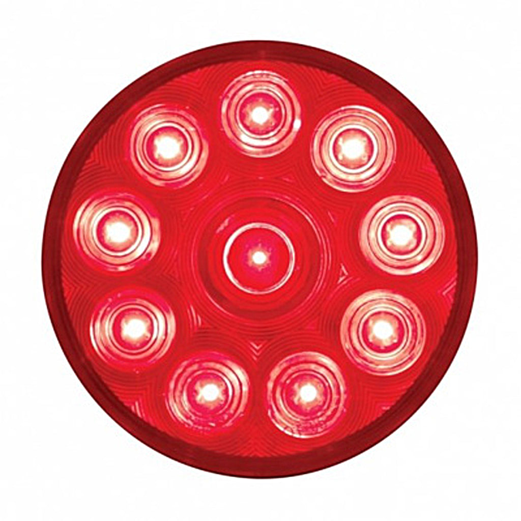 United Pacific - 10 LED 4" Round Light (Stop, Turn & Tail) - Red LEDs (Red Lens)
