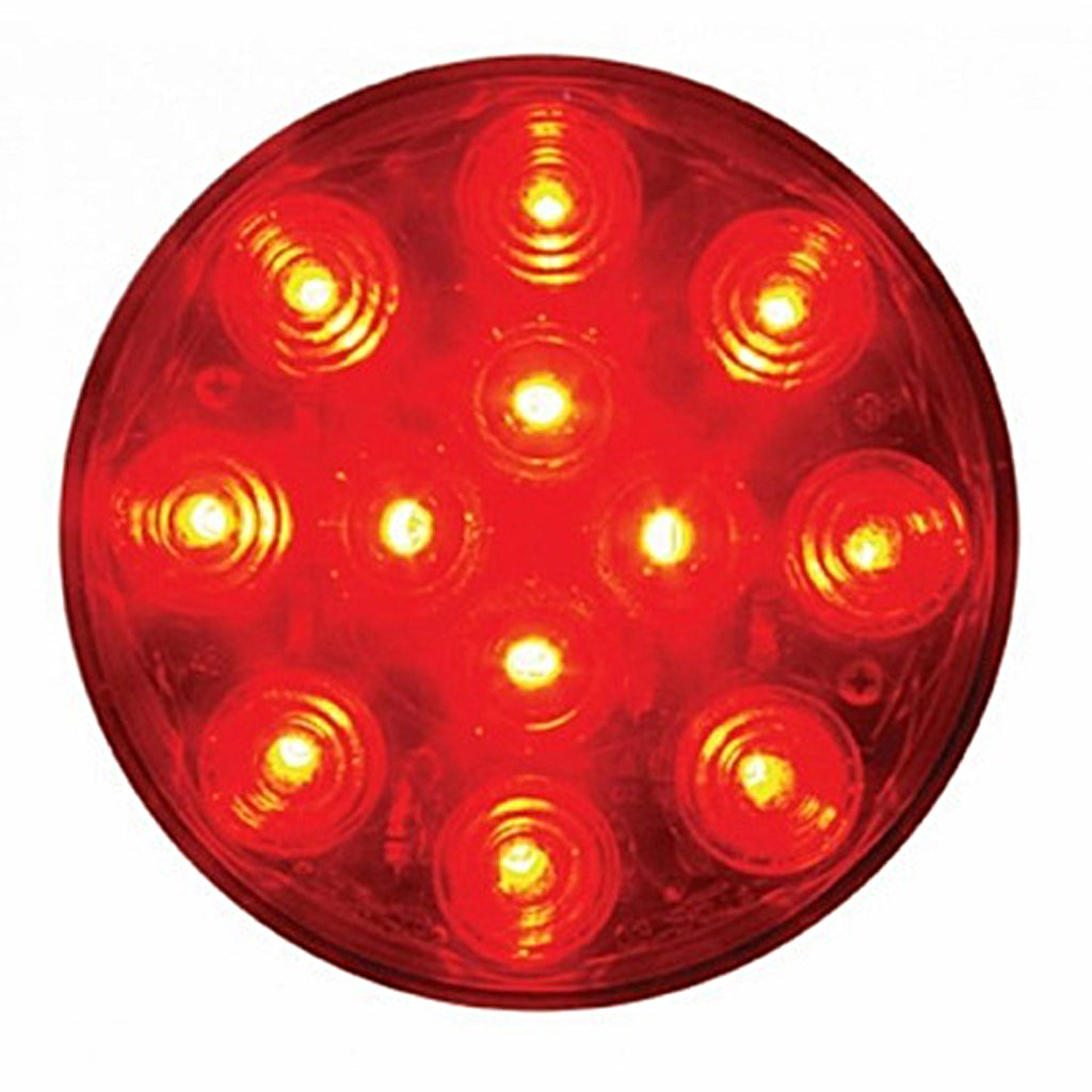 United Pacific - 12 LED 4" Round Light (Stop, Turn & Tail) - Red LEDs (Red Lens)