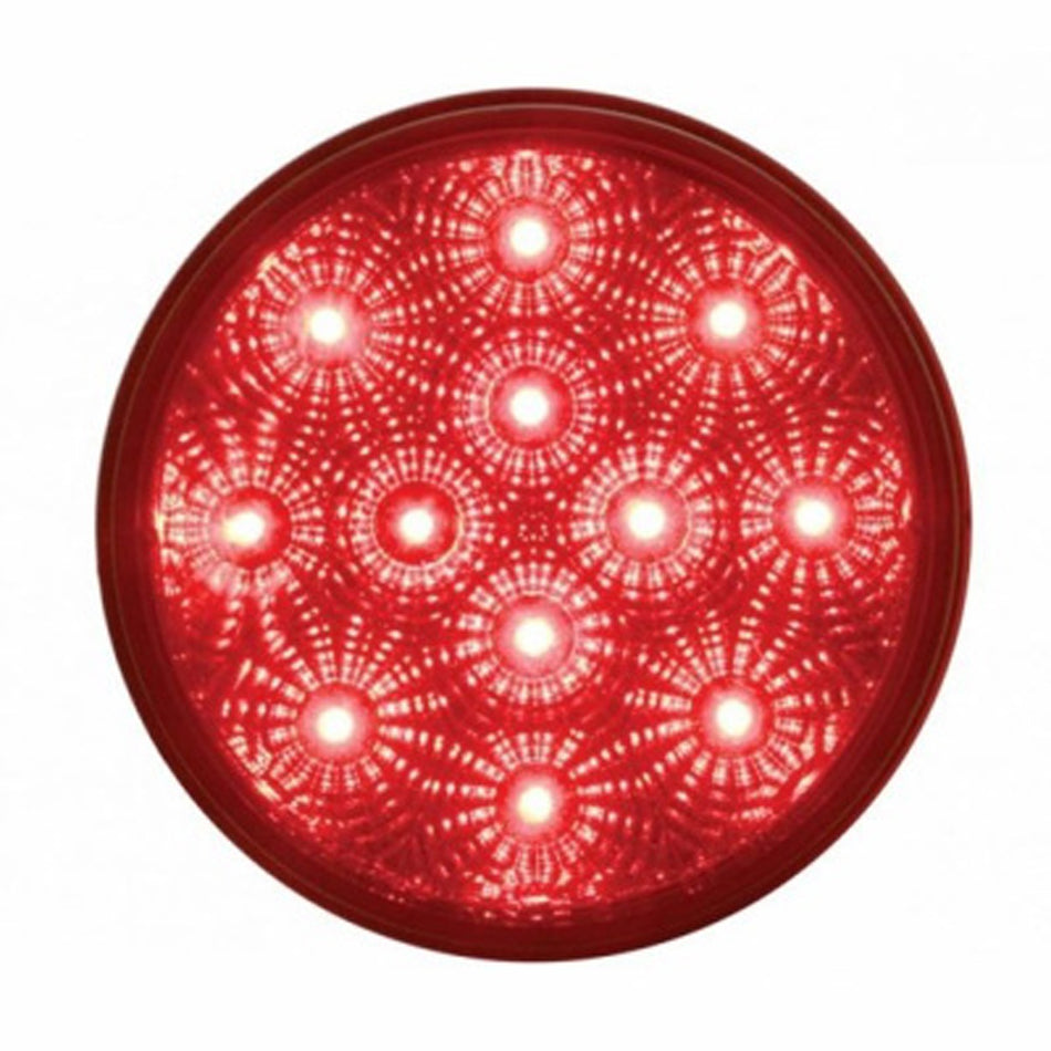 United Pacific - 12 LED 4" Round Reflector Light (Stop, Turn & Tail) - Red LEDs (Red or Clear Lens)