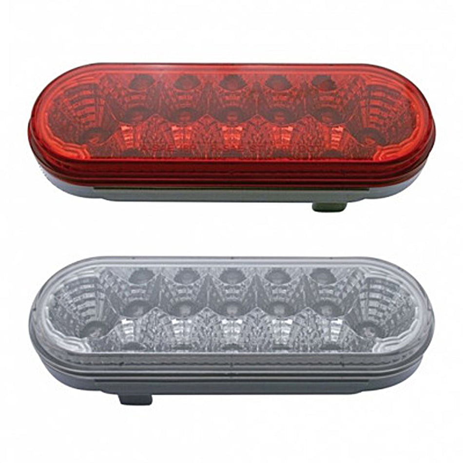 United Pacific - 12 LED 6" Oval Reflector Light (Stop, Turn & Tail) - Red LEDs (Red or Clear Lens)