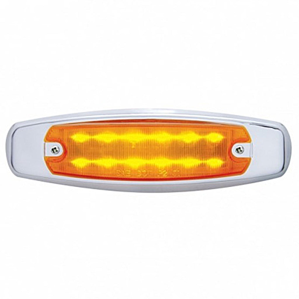 12 LED Rectangular Clearance/Marker Light w/ Chrome Bezel - Amber or Red LEDs (Amber or Red Lens)