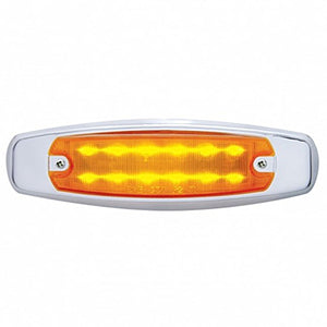 12 LED Rectangular Clearance/Marker Light w/ Chrome Bezel - Amber or Red LEDs (Amber or Red Lens)