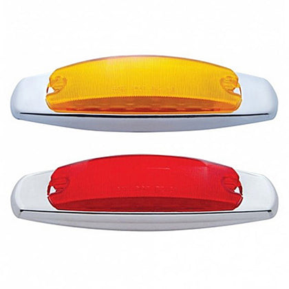 12 LED Rectangular Clearance/Marker Light w/ Chrome Bezel - Amber or Red LEDs (Amber or Red Lens)