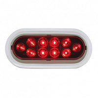 United Pacific - 10 LED 6" Oval Stop, Turn & Tail Light w/ Bezel - Red LEDs (Red Lens)