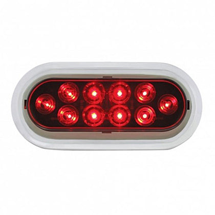 United Pacific - 10 LED 6" Oval Stop, Turn & Tail Light w/ Bezel - Red LEDs (Red Lens)