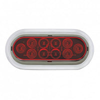 United Pacific - 10 LED 6" Oval Stop, Turn & Tail Light w/ Bezel - Red LEDs (Red Lens)