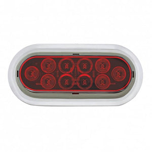 United Pacific - 10 LED 6" Oval Stop, Turn & Tail Light w/ Bezel - Red LEDs (Red Lens)