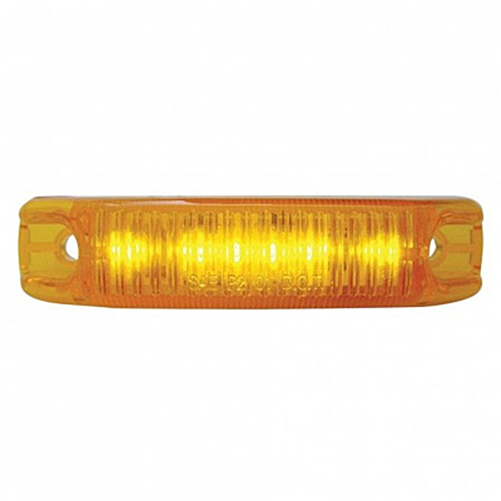 6 LED Rectangular Streamline Clearance/Marker Light - Amber or Red LEDs (Amber or Red Lens)
