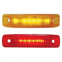 6 LED Rectangular Streamline Clearance/Marker Light - Amber or Red LEDs (Amber or Red Lens)