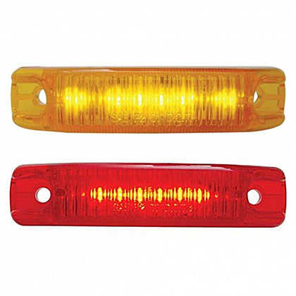6 LED Rectangular Streamline Clearance/Marker Light - Amber or Red LEDs (Amber or Red Lens)