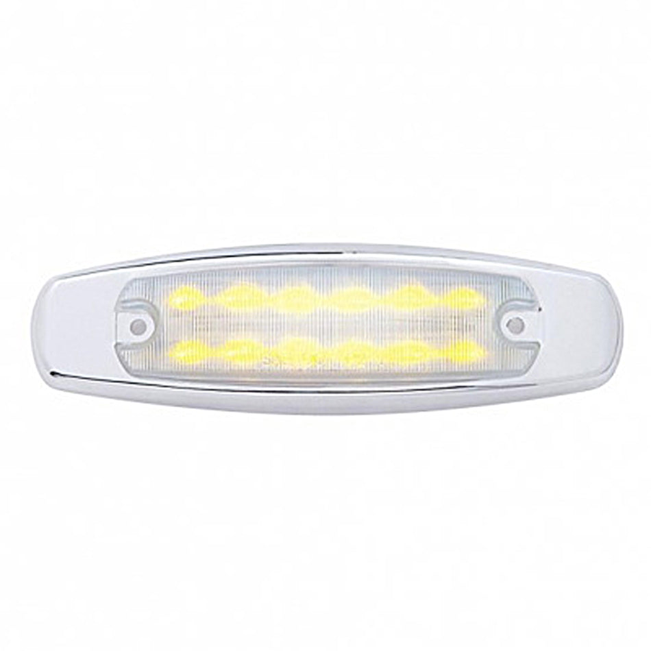 12 LED Rectangular Clearance/Marker Light w/ Chrome Bezel - Amber or Red LEDs (Amber or Clear Lens)