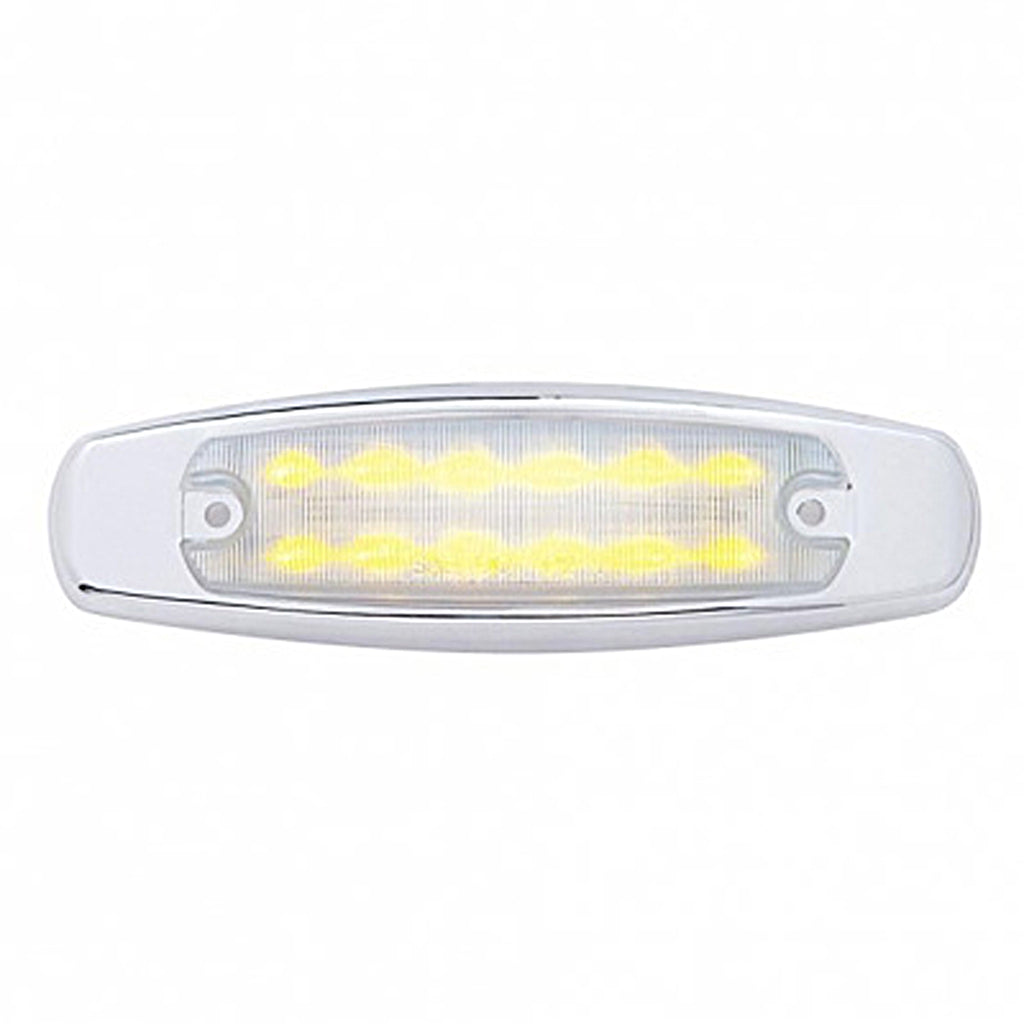 12 LED Rectangular Clearance/Marker Light w/ Chrome Bezel - Amber or Red LEDs (Amber or Clear Lens)