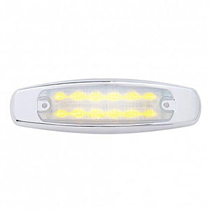 12 LED Rectangular Clearance/Marker Light w/ Chrome Bezel - Amber or Red LEDs (Amber or Clear Lens)