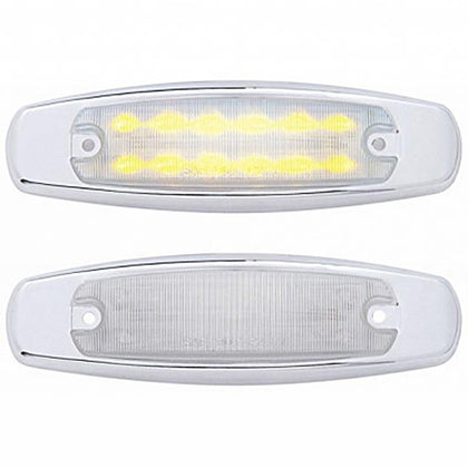 12 LED Rectangular Clearance/Marker Light w/ Chrome Bezel - Amber or Red LEDs (Amber or Clear Lens)