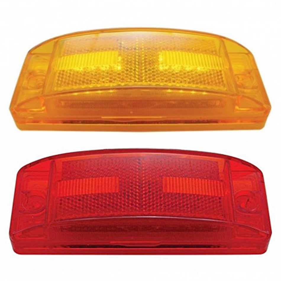 16 LED Rectangular Clearance/Marker Light w/ Reflex Lens - Amber or Red LEDs (Amber or Red Lens)
