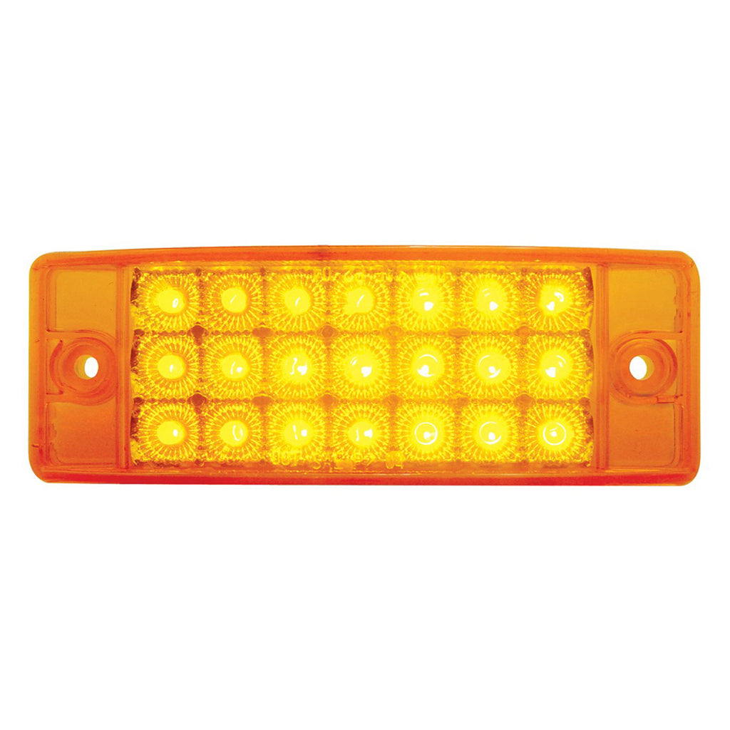 21 LED Reflector Rectangular Clearance/Marker Light - Amber or Red LEDs (Amber or Red Lens)