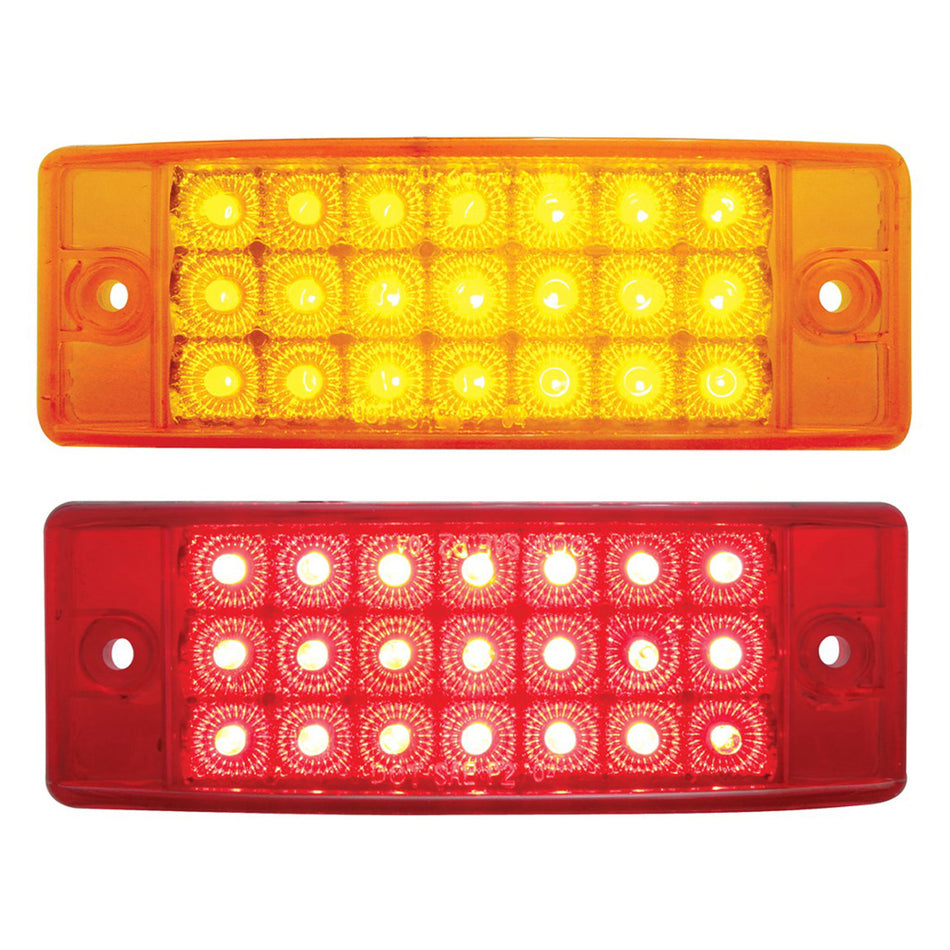 21 LED Reflector Rectangular Clearance/Marker Light - Amber or Red LEDs (Amber or Red Lens)