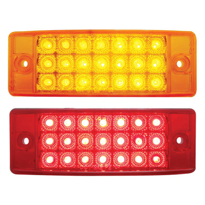 21 LED Reflector Rectangular Clearance/Marker Light - Amber or Red LEDs (Amber or Red Lens)