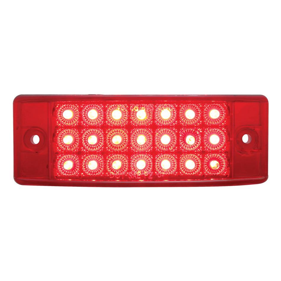 21 LED Reflector Rectangular Clearance/Marker Light - Amber or Red LEDs (Amber or Red Lens)