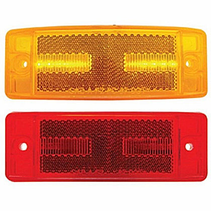 8 LED Rectangular Clearance/Marker Light w/ Reflex Lens - Amber or Red LEDs (Amber or Red Lens)