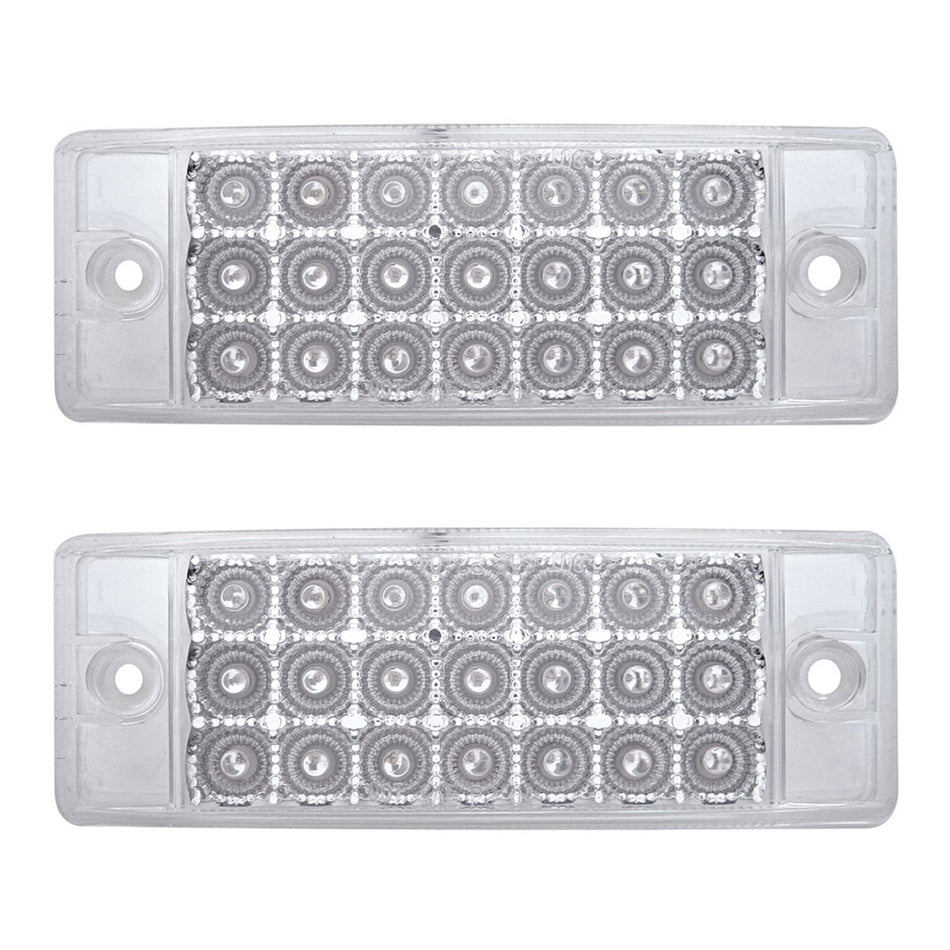 21 LED Reflector Rectangular Clearance/Marker Light - Amber or Red LEDs (Clear Lens)