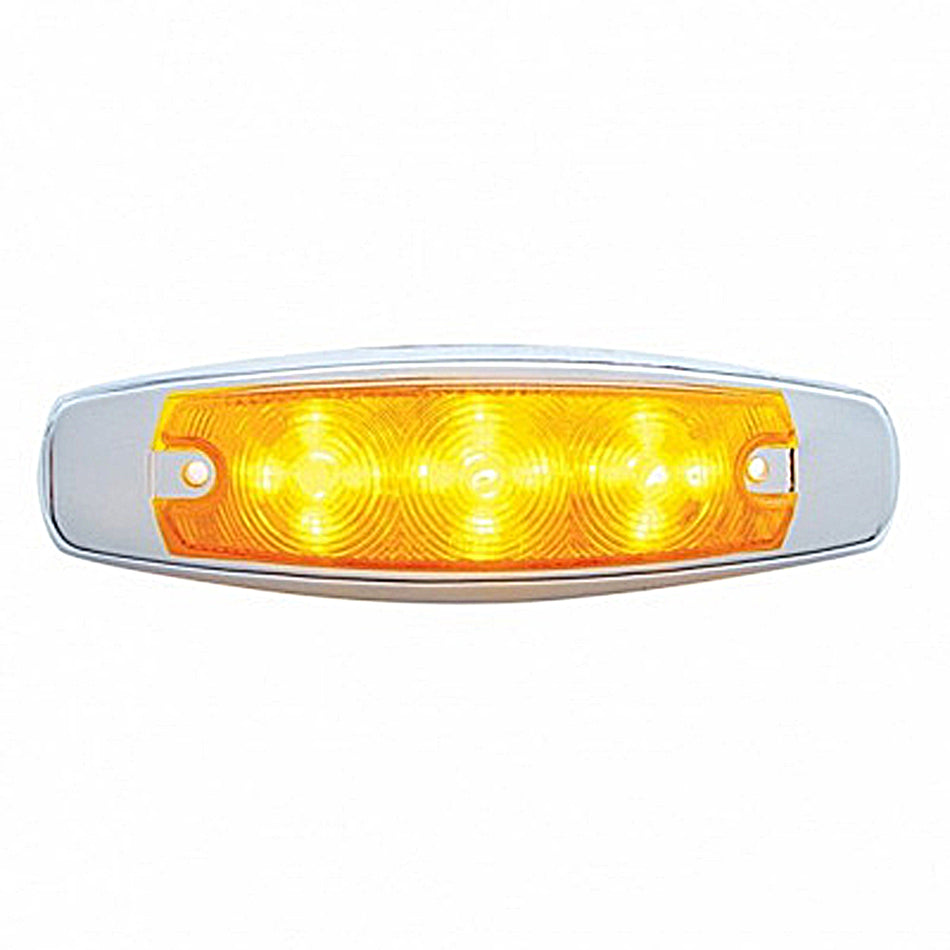 15 LED Rectangular Clearance/Marker Light w/ Bezel - Amber LEDs (Amber Lens)