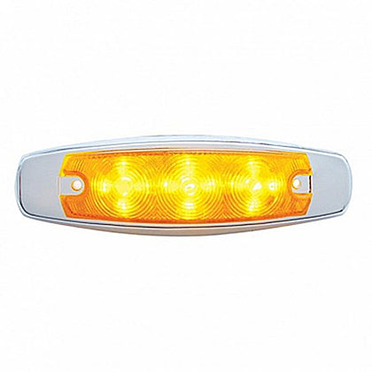 15 LED Rectangular Clearance/Marker Light w/ Bezel - Amber LEDs (Amber Lens)