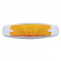 15 LED Rectangular Clearance/Marker Light w/ Bezel - Amber LEDs (Amber Lens)