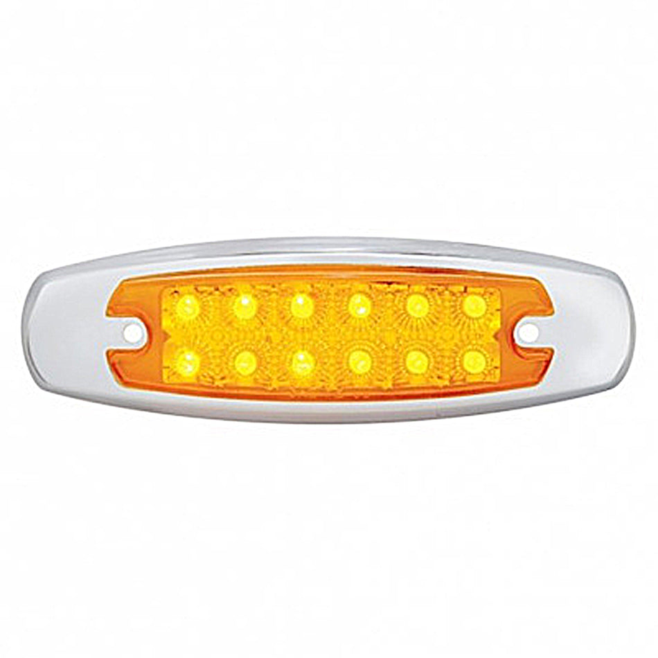 12 LED Reflector Rectangular Clearance/Marker Light w/ Bezel - Amber or Red LEDs (Amber, Red or Clear Lens)