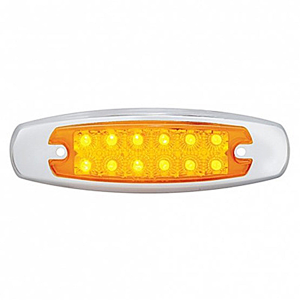 12 LED Reflector Rectangular Clearance/Marker Light w/ Bezel - Amber or Red LEDs (Amber, Red or Clear Lens)