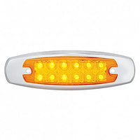 12 LED Reflector Rectangular Clearance/Marker Light w/ Bezel - Amber or Red LEDs (Amber, Red or Clear Lens)