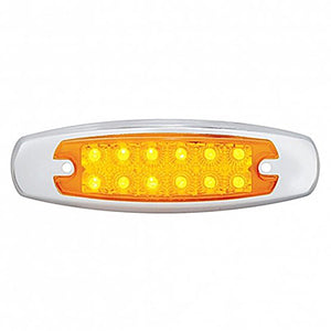 12 LED Reflector Rectangular Clearance/Marker Light w/ Bezel - Amber or Red LEDs (Amber, Red or Clear Lens)