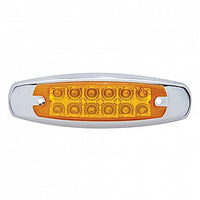 12 LED Reflector Rectangular Clearance/Marker Light w/ Bezel - Amber or Red LEDs (Amber, Red or Clear Lens)