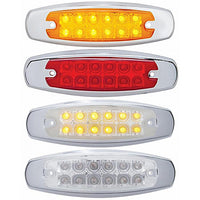 12 LED Reflector Rectangular Clearance/Marker Light w/ Bezel - Amber or Red LEDs (Amber, Red or Clear Lens)