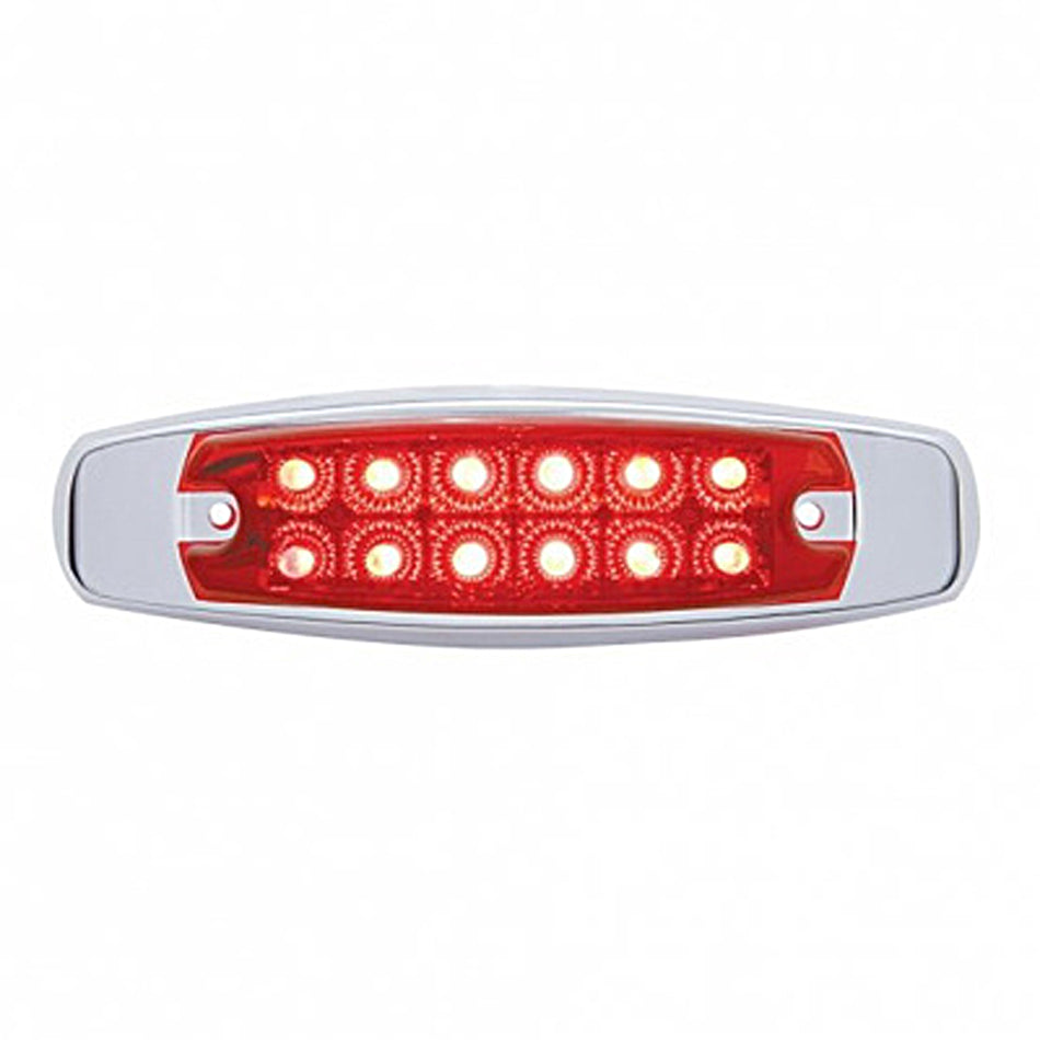 12 LED Reflector Rectangular Clearance/Marker Light w/ Bezel - Amber or Red LEDs (Amber, Red or Clear Lens)
