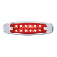 12 LED Reflector Rectangular Clearance/Marker Light w/ Bezel - Amber or Red LEDs (Amber, Red or Clear Lens)