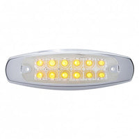 12 LED Reflector Rectangular Clearance/Marker Light w/ Bezel - Amber or Red LEDs (Amber, Red or Clear Lens)