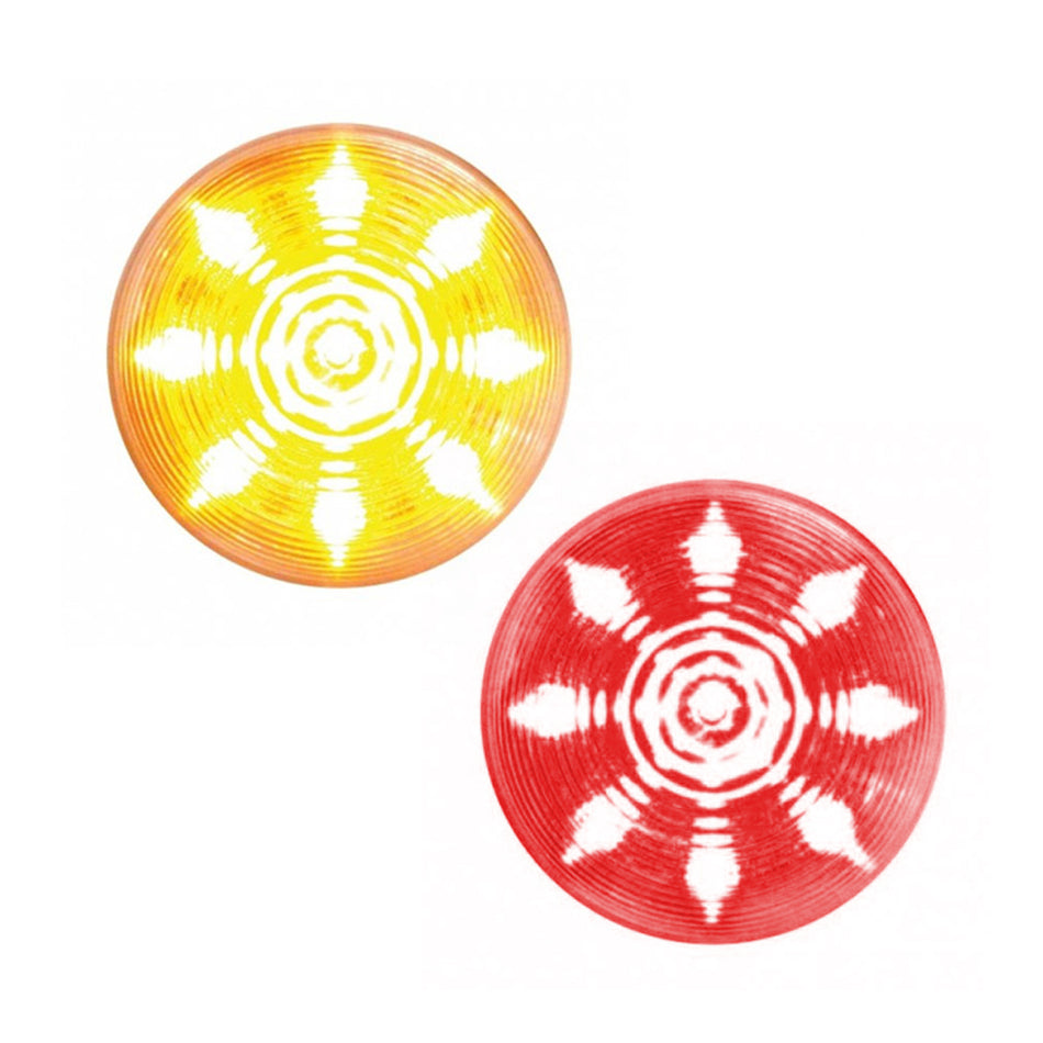 9 LED 2" Round Beehive Style Clearance/Marker Light - Amber or Red LEDs (Clear Lens)