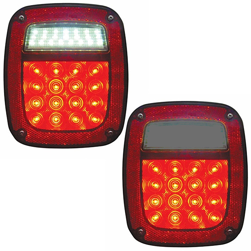 LED Universal Combination Tail Light With or Without License Light - Red LEDs (Red Lens)