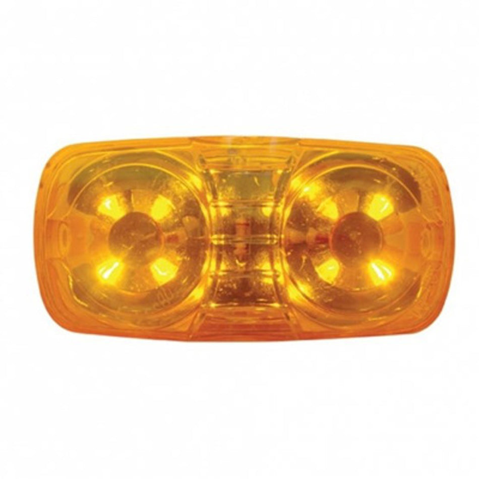 12 LED 4" X 2" Rectangular Clearance/Marker Light - Amber LEDs (Amber Lens)