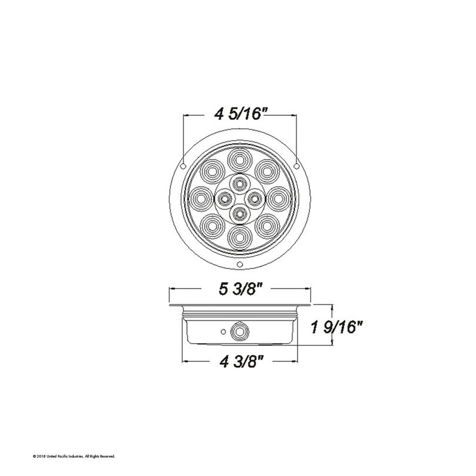 12 LED 4" Round Flange Mount Stop, Turn & Tail Light - Red LEDs (Clear Lens)