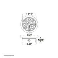 12 LED 4" Round Flange Mount Stop, Turn & Tail Light - Red LEDs (Clear Lens)