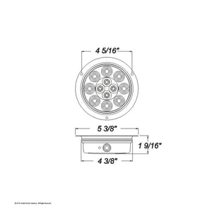 12 LED 4" Round Flange Mount Stop, Turn & Tail Light - Red LEDs (Clear Lens)