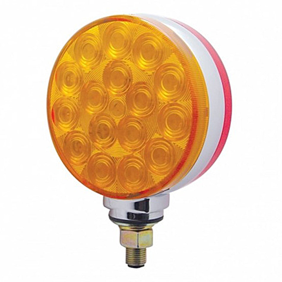 34 LED Single Stud Reflector Double Face Turn Signal Light - Amber & Red LEDs (Amber & Red or Clear Lens)