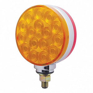 34 LED Single Stud Reflector Double Face Turn Signal Light - Amber & Red LEDs (Amber & Red or Clear Lens)