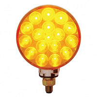 34 LED Single Stud Reflector Double Face Turn Signal Light - Amber & Red LEDs (Amber & Red or Clear Lens)