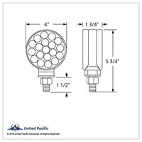 34 LED Single Stud Reflector Double Face Turn Signal Light - Amber & Red LEDs (Amber & Red or Clear Lens)